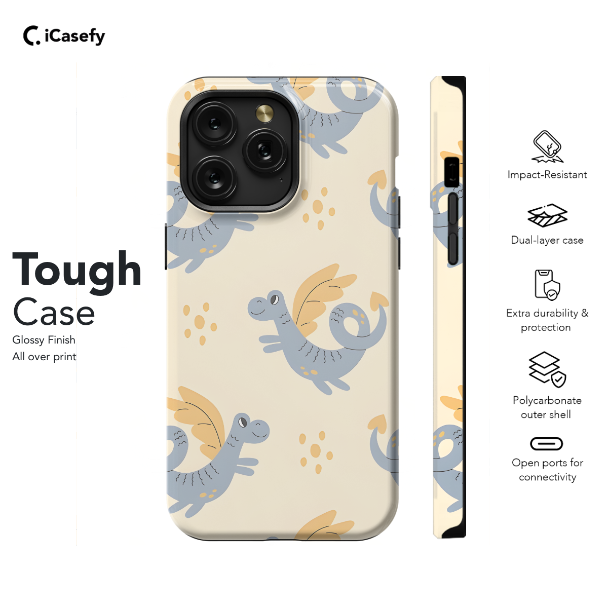 Cute Childish Seamless Dragon Phone Case iPhone Samsung Cover Pixel 1126 - Image 5