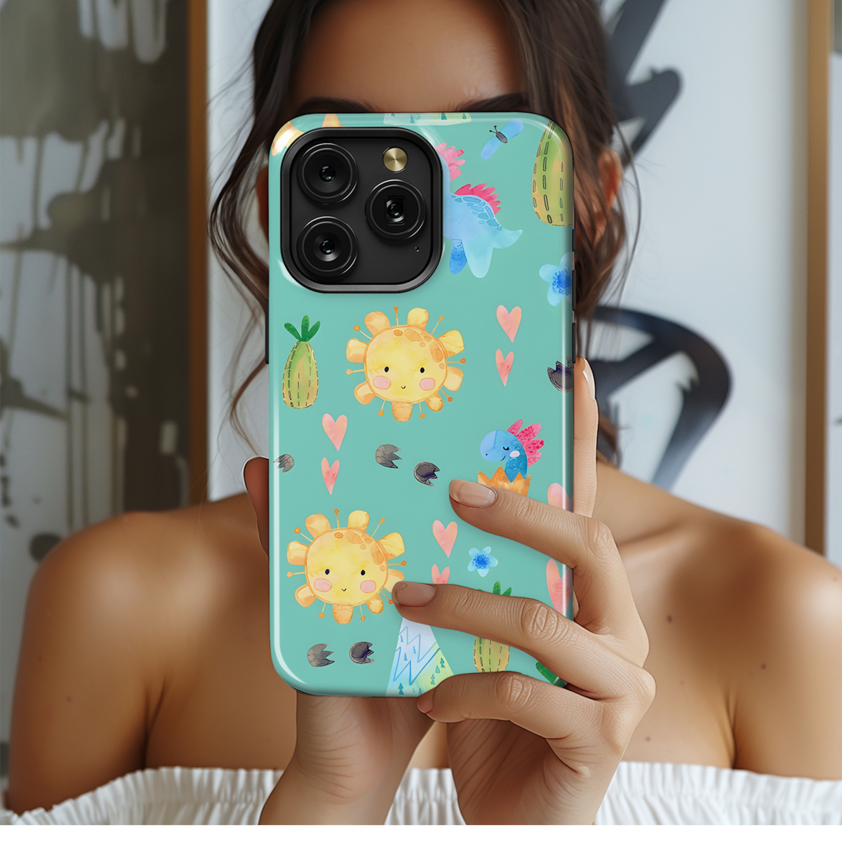 Cute Dinosaur Floral Phone Case iPhone Samsung Cover Pixel 3259 - Image 2