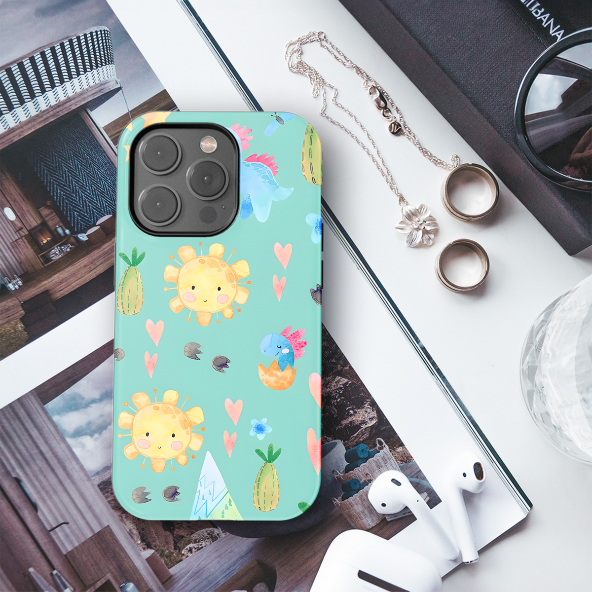 Cute Dinosaur Floral Phone Case iPhone Samsung Cover Pixel 3259 - Image 3