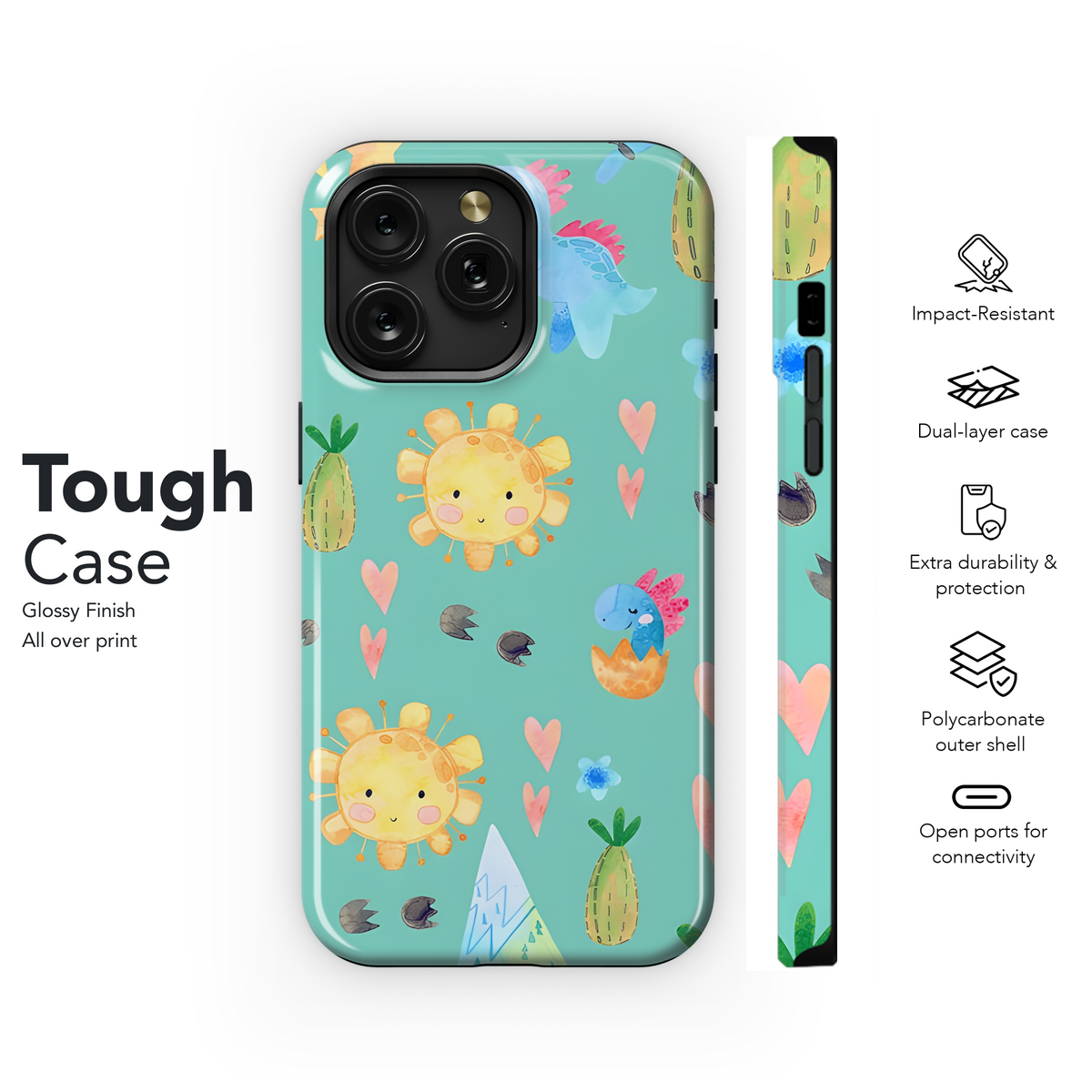 Cute Dinosaur Floral Phone Case iPhone Samsung Cover Pixel 3259 - Image 6