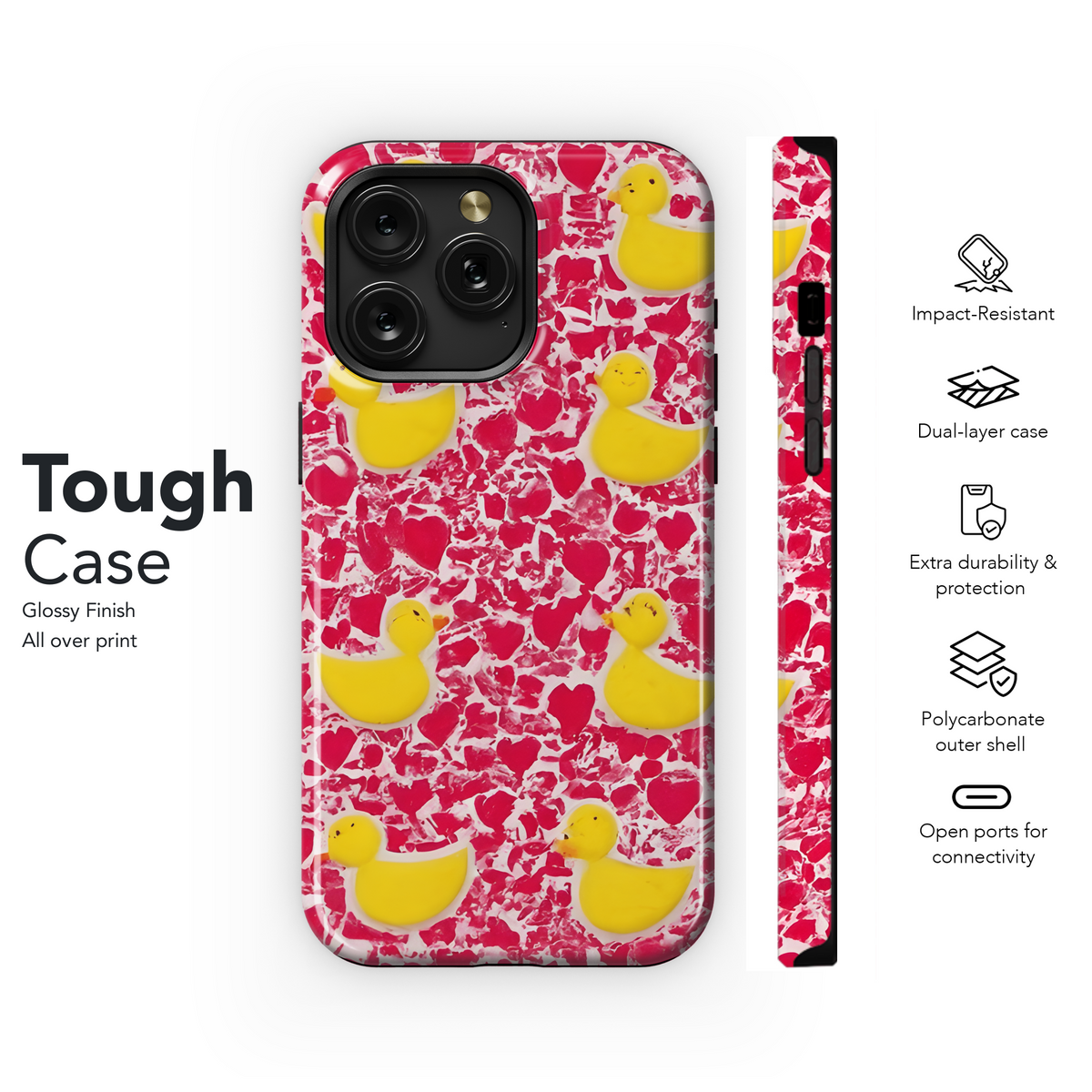 Cute Duck Love Heart Pink Red Phone Case iPhone Samsung Cover Pixel 3698 - Image 6