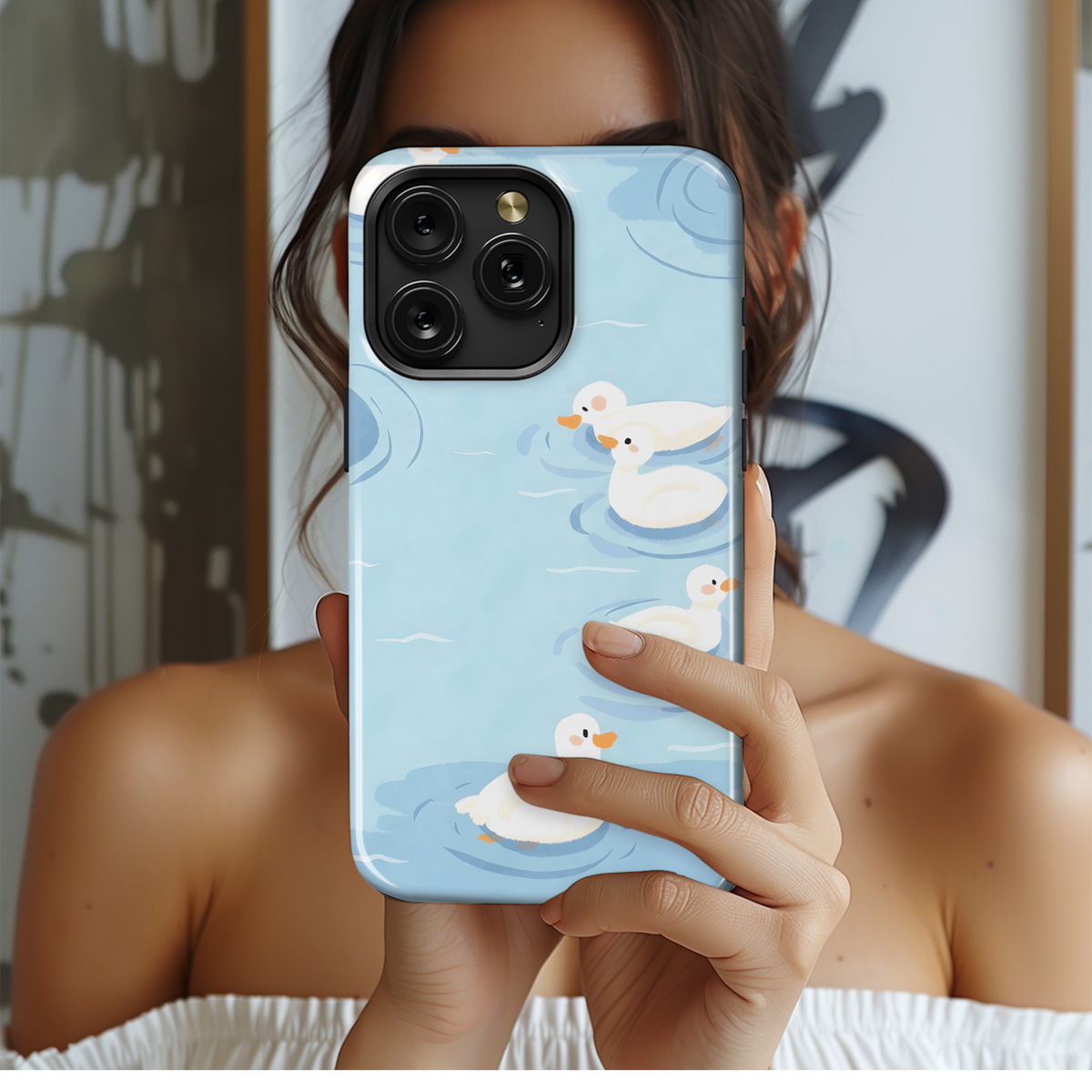 Cute Ducklings Swim
 Phone Case iPhone Samsung Cover Pixel 4247 - Image 2