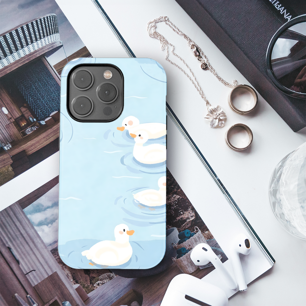 Cute Ducklings Swim
 Phone Case iPhone Samsung Cover Pixel 4247 - Image 3