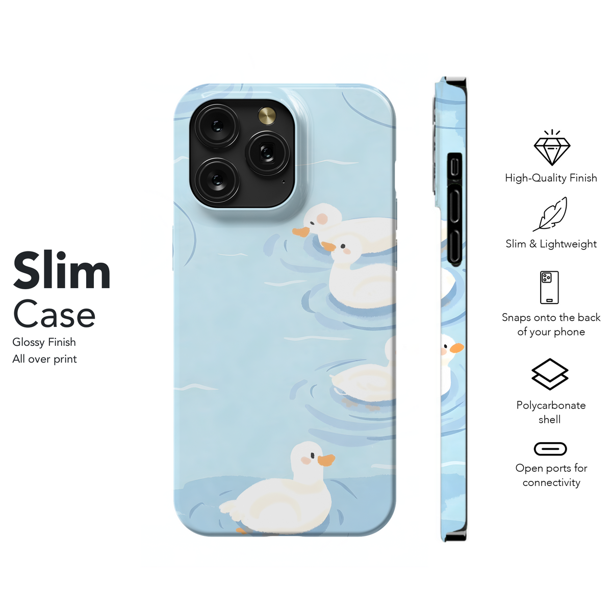 Cute Ducklings Swim
 Phone Case iPhone Samsung Cover Pixel 4247 - Image 7