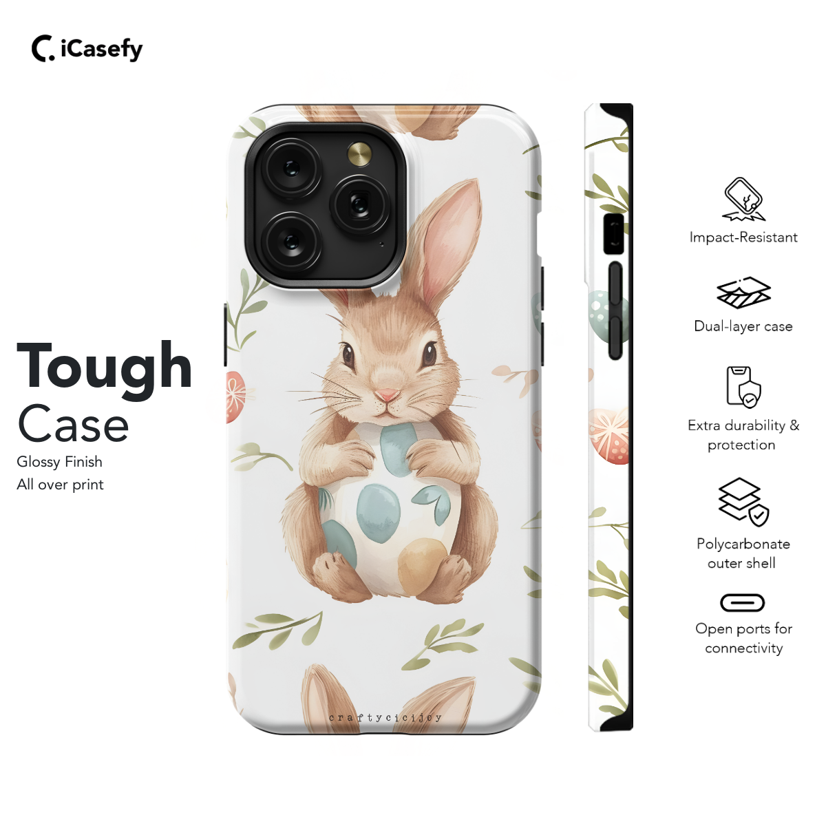 Cute Easter Bunny Phone Case iPhone Samsung Pixel & More 494 - Image 5