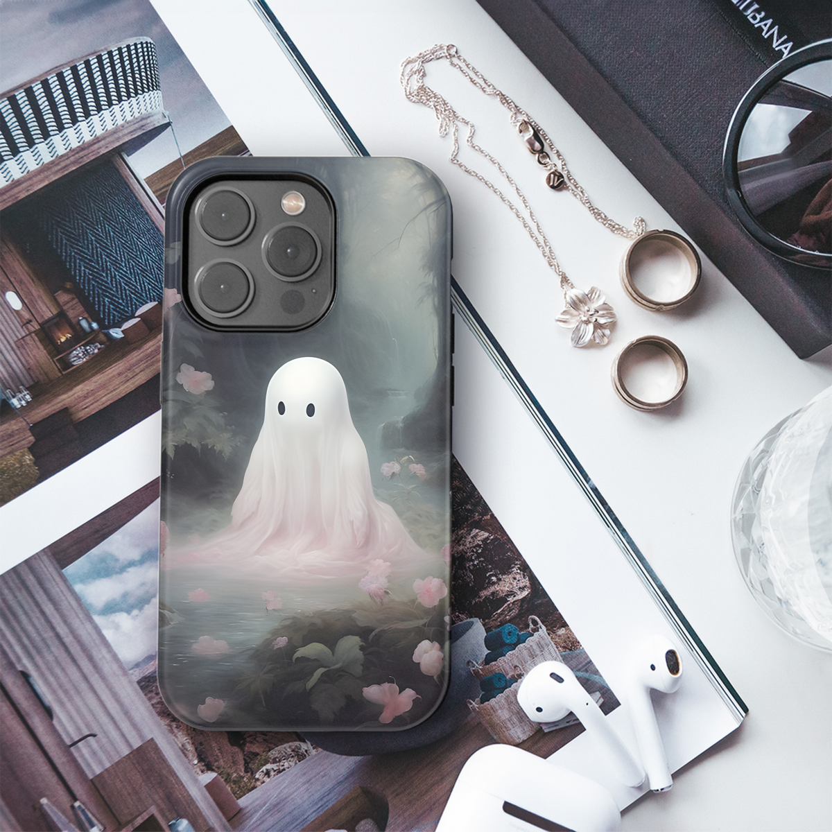 Cute Ghost in Forest Phone Case iPhone Samsung Cover Pixel 2045 - Image 3