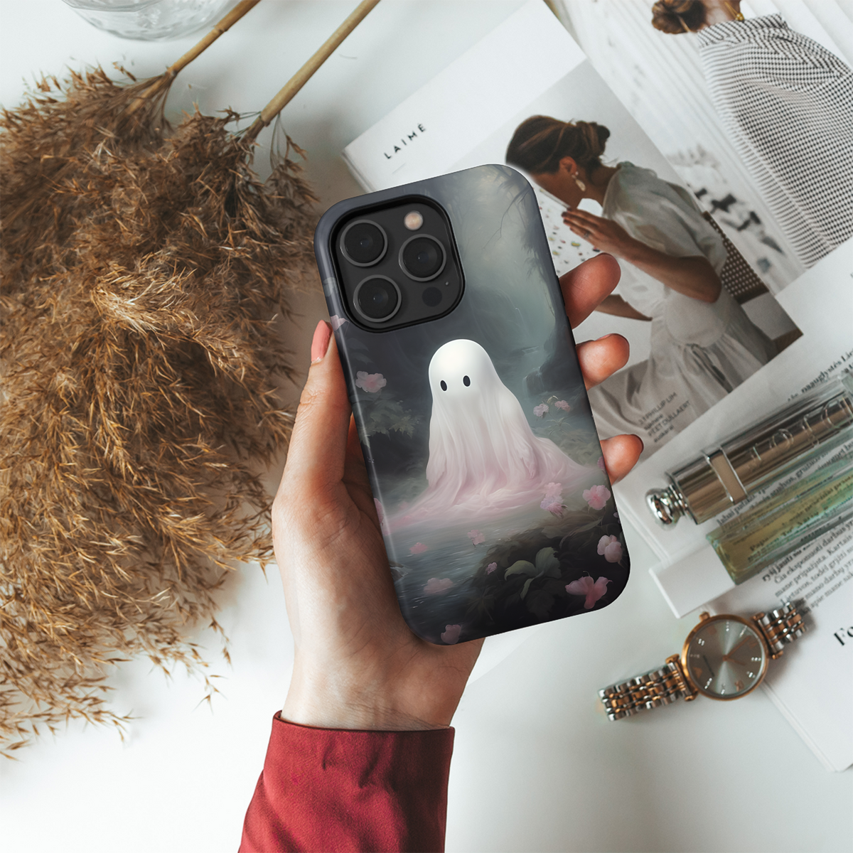 Cute Ghost in Forest Phone Case iPhone Samsung Cover Pixel 2045 - Image 4