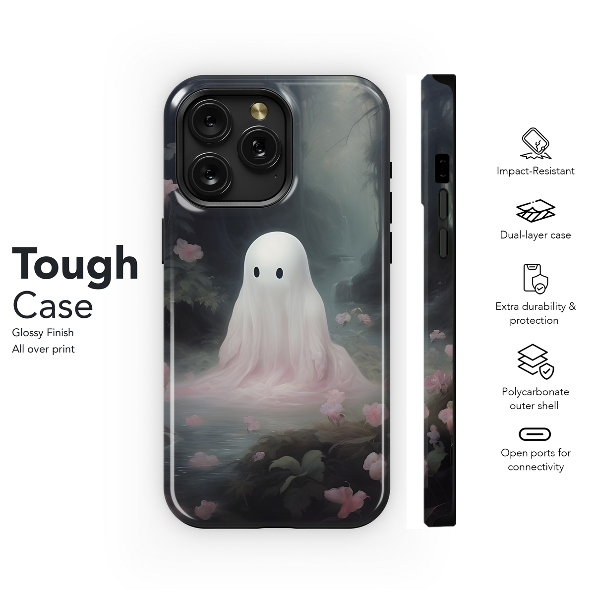 Cute Ghost in Forest Phone Case iPhone Samsung Cover Pixel 2045 - Image 6