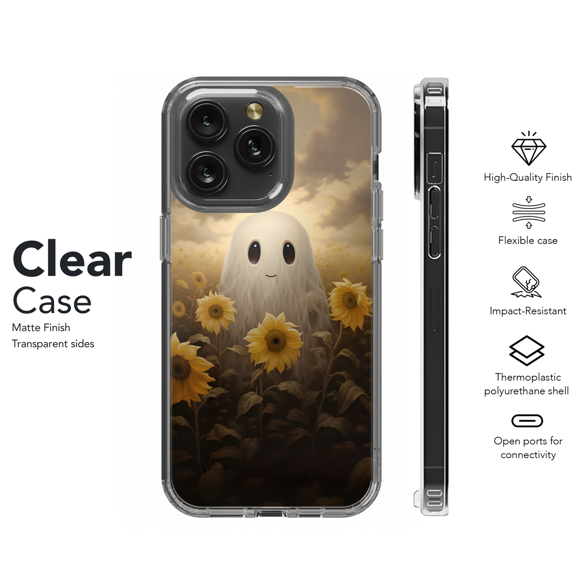 Cute Ghost in Sunflower Field Phone Case iPhone Samsung Cover Pixel 2043 - Image 8