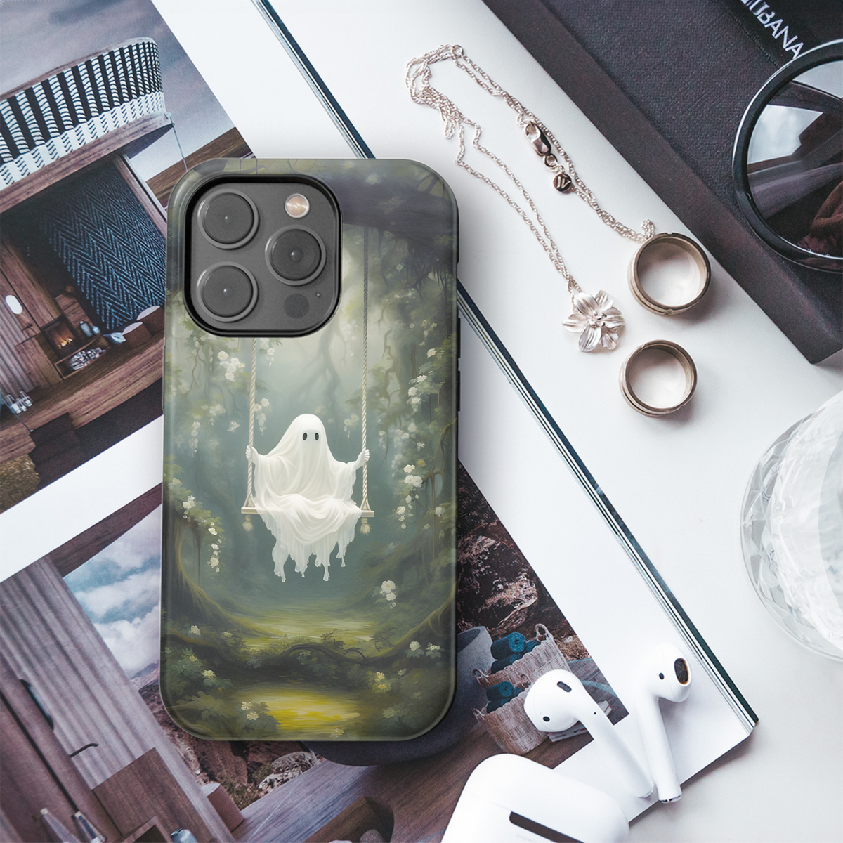 Cute Ghost on a Swing Phone Case iPhone Samsung Cover Pixel 2044 - Image 3