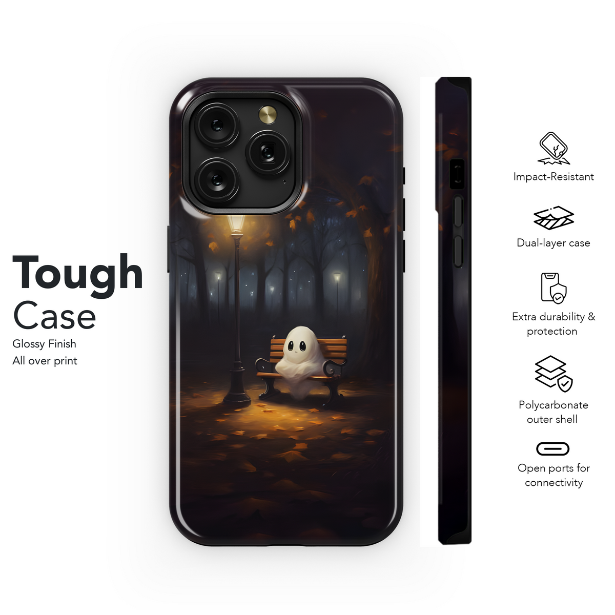 Cute Ghost on Park Bench Phone Case iPhone Samsung Cover Pixel 2040 - Image 6