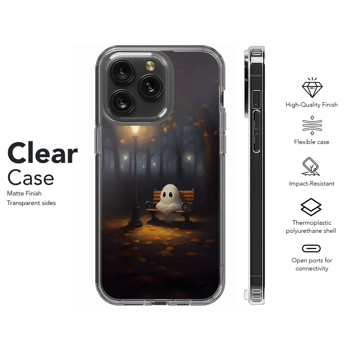 Cute Ghost on Park Bench Phone Case iPhone Samsung Cover Pixel 2040 - Image 8