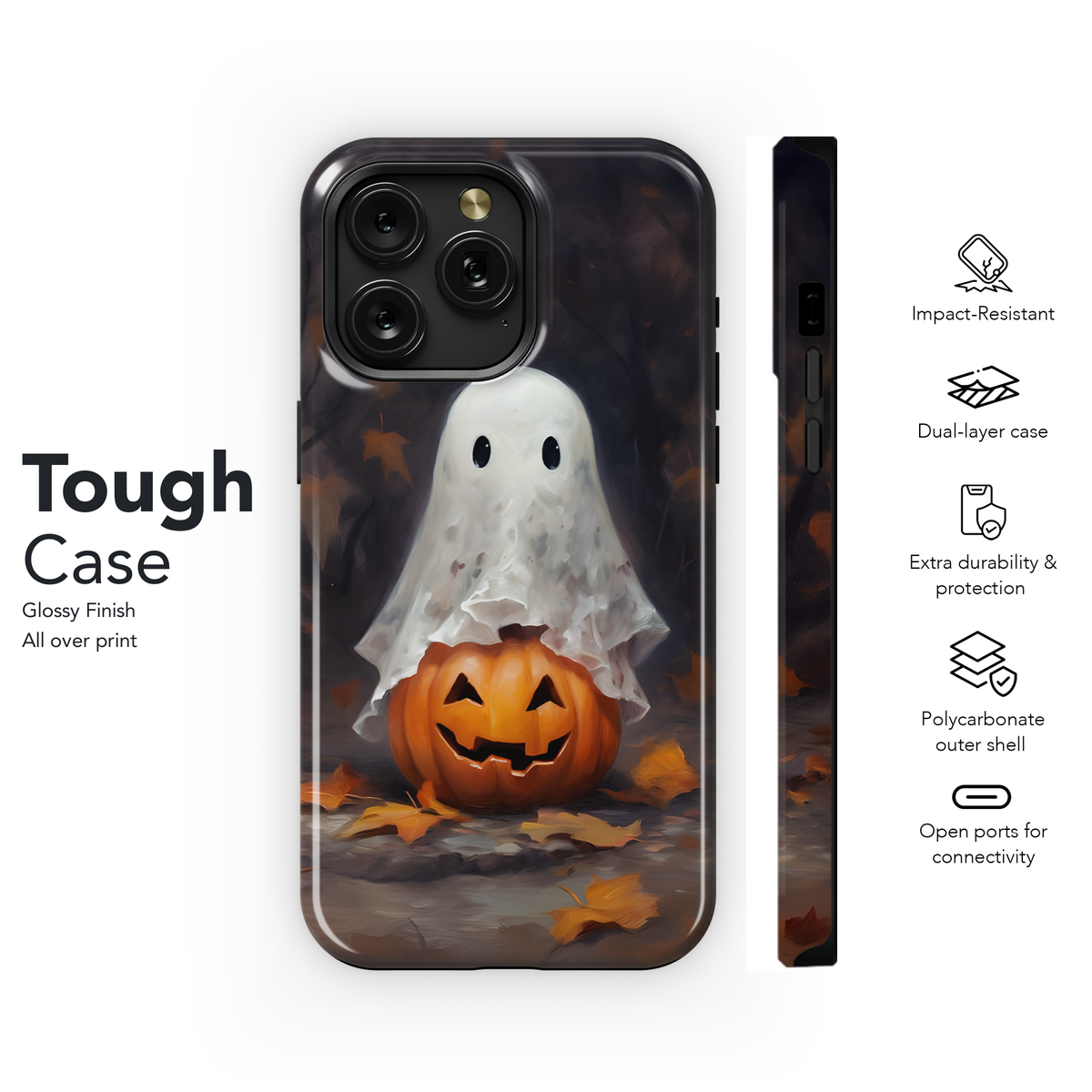 Cute Ghost with Pumpkin Phone Case iPhone Samsung Cover Pixel 2039 - Image 6