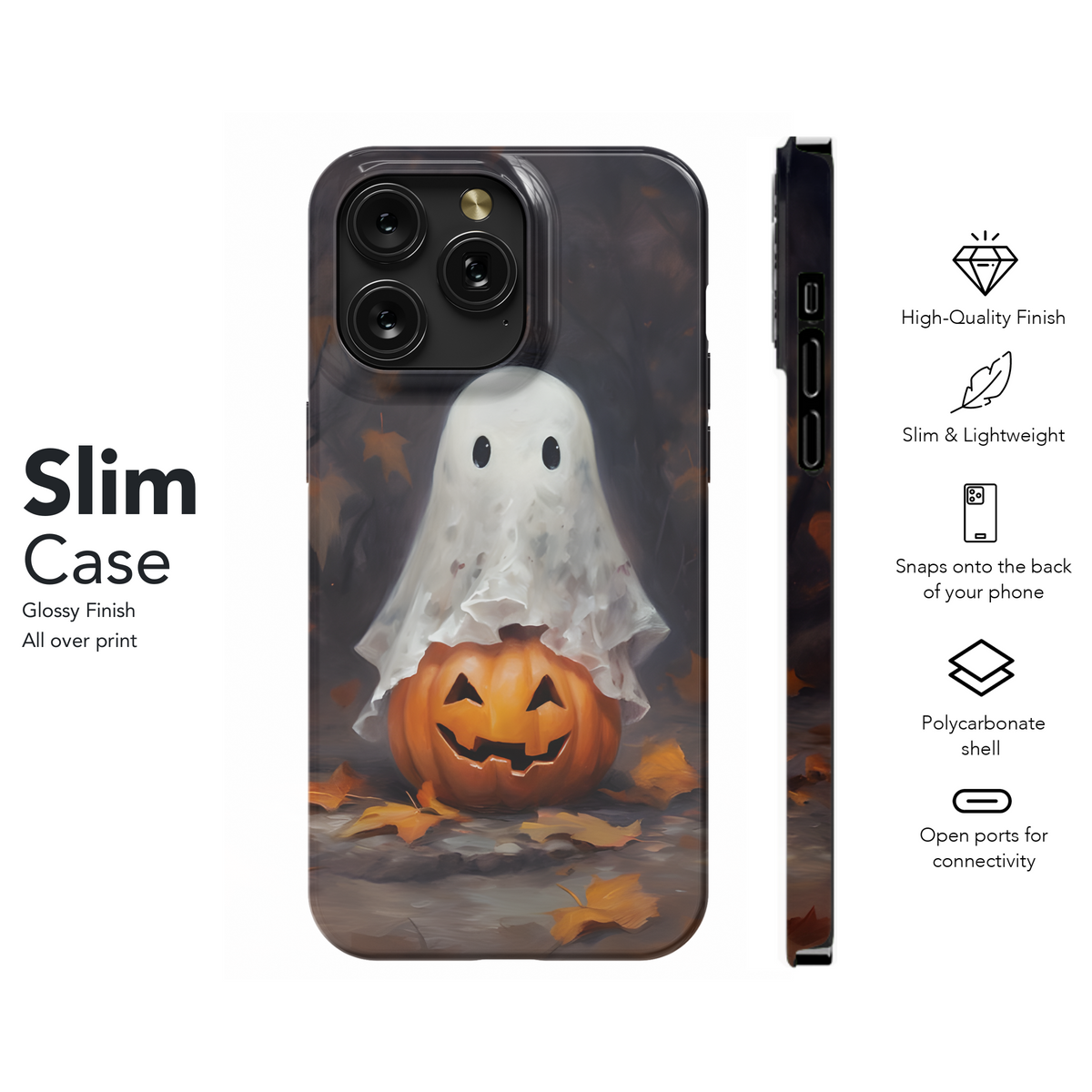 Cute Ghost with Pumpkin Phone Case iPhone Samsung Cover Pixel 2039 - Image 7