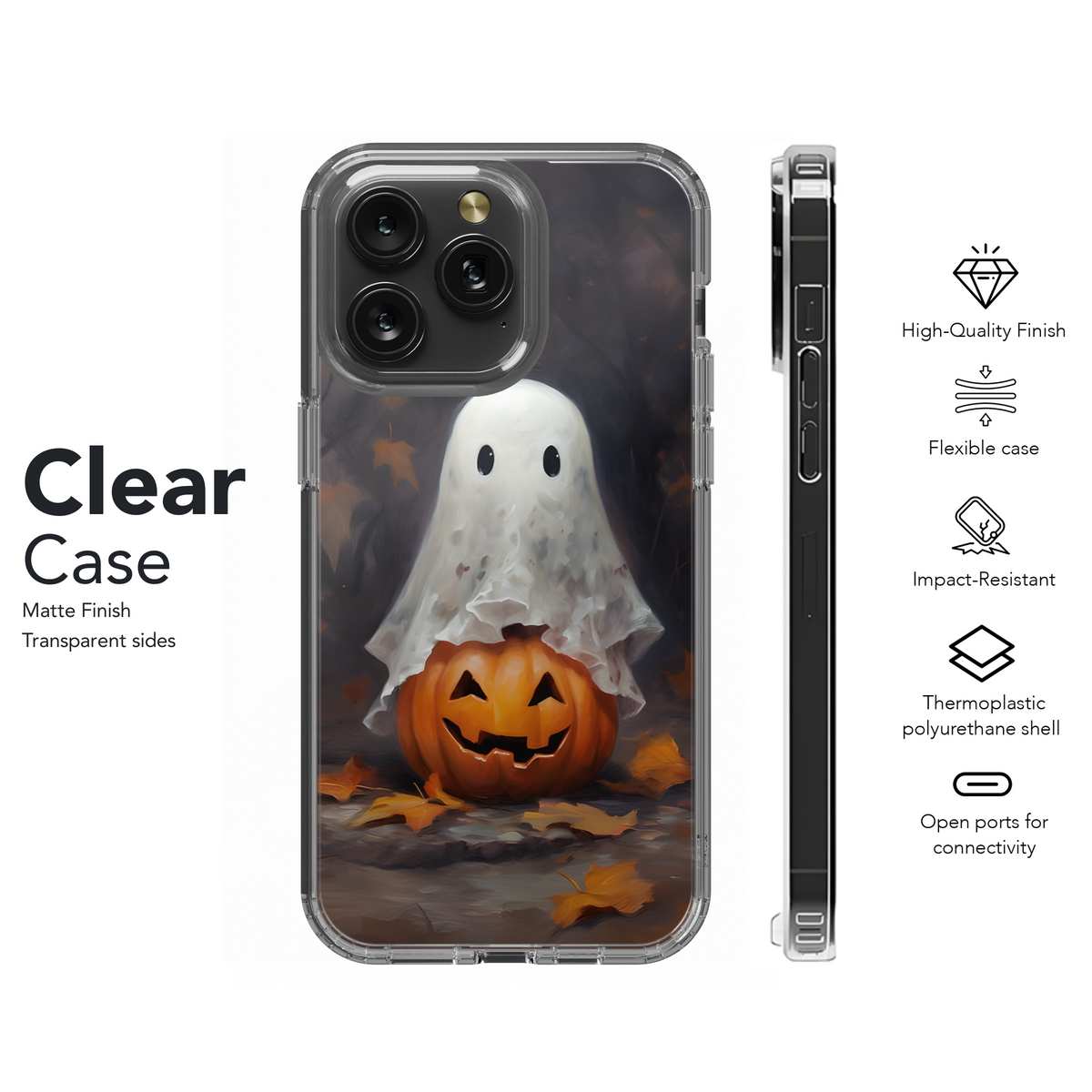 Cute Ghost with Pumpkin Phone Case iPhone Samsung Cover Pixel 2039 - Image 8