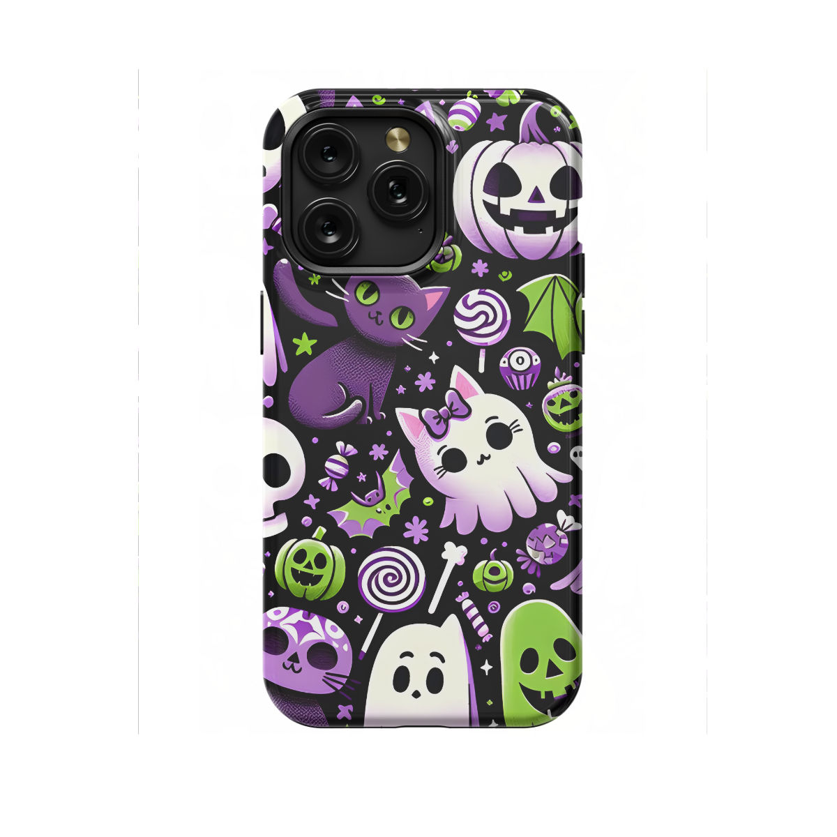 Cute Halloween Ghost Pumpkin Cats Candy Phone Case iPhone Samsung Cover Pixel 1687 - Image 1