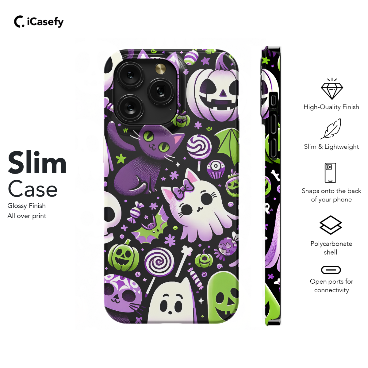 Cute Halloween Ghost Pumpkin Cats Candy Phone Case iPhone Samsung Cover Pixel 1687 - Image 6