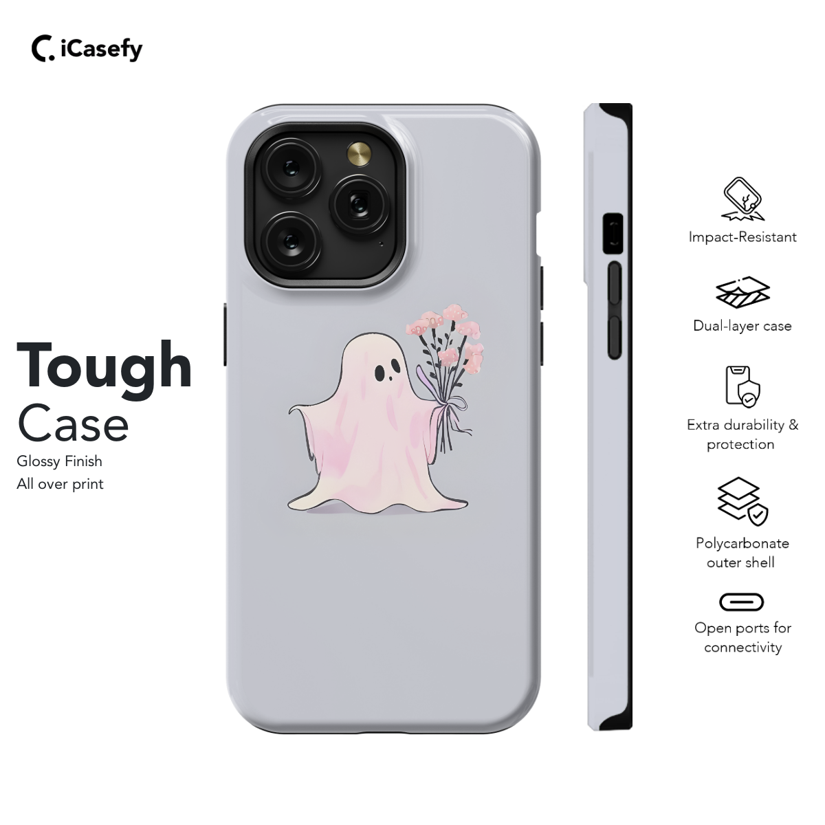 Cute Halloween Pastel Pink Floral Ghost Spooky Phone Case iPhone Samsung Pixel & More 261 - Image 5