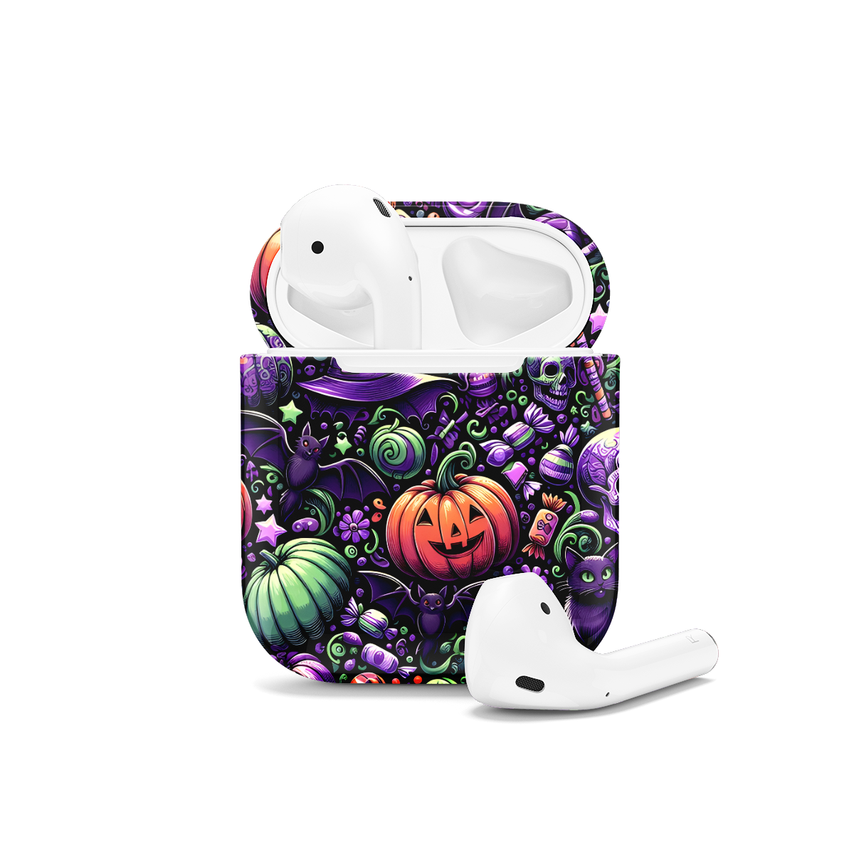 Cute Halloween Pumpkins Bats Skulls Cats And Candy AirPods Case AirPods Pro AirPods Pro 2 AirPods 3 AirPods 2 Glossy 1686 - Image 1