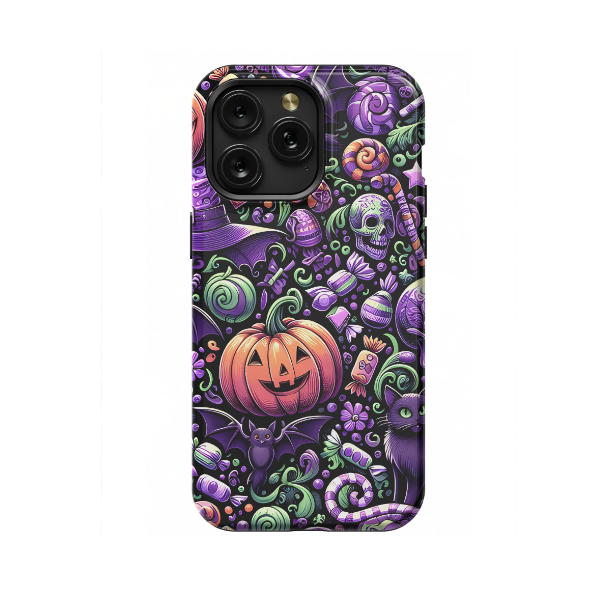 Cute Halloween Pumpkins Bats Skulls Cats And Candy Phone Case iPhone Samsung Cover Pixel 1686 - Image 1