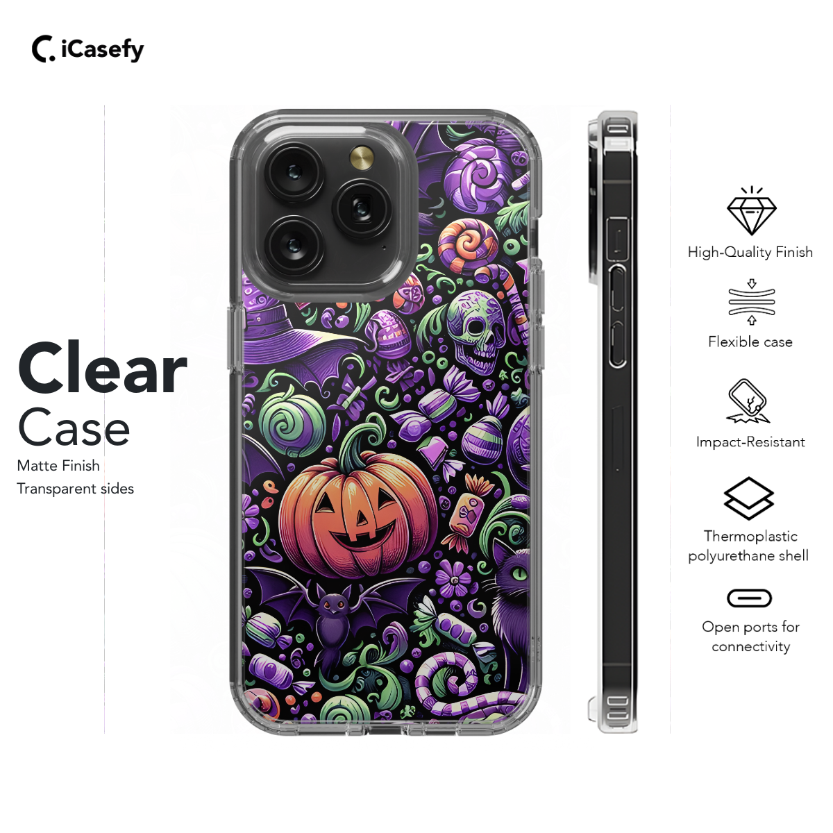 Cute Halloween Pumpkins Bats Skulls Cats And Candy Phone Case iPhone Samsung Cover Pixel 1686 - Image 7