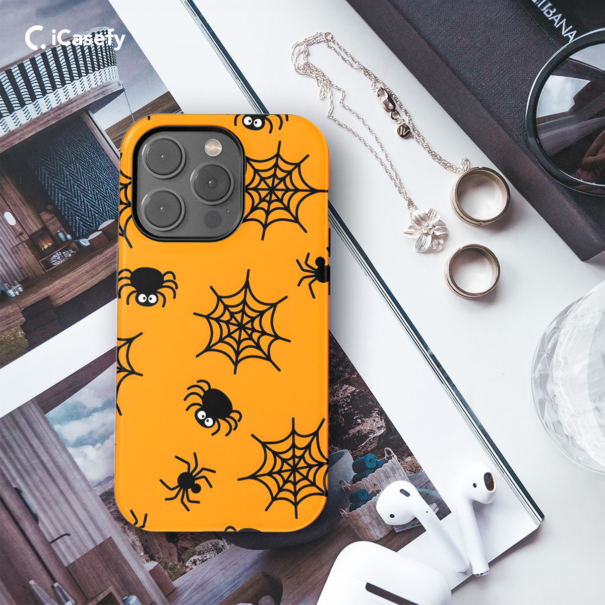 Cute Halloween Spiders Web Phone Case iPhone Samsung Cover Pixel 1277 - Image 3