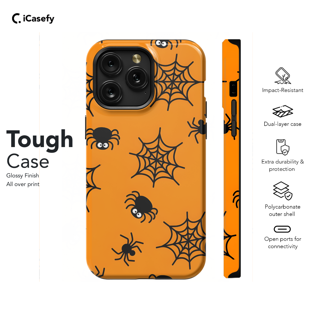 Cute Halloween Spiders Web Phone Case iPhone Samsung Cover Pixel 1277 - Image 5