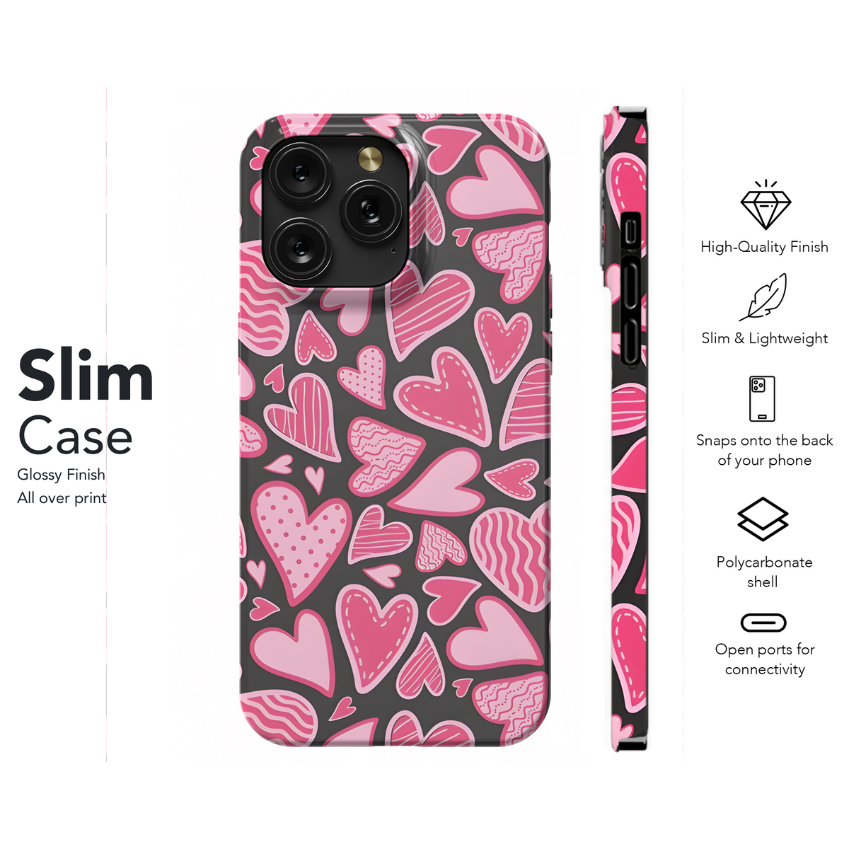 Cute Hearts Pattern Phone Case iPhone Samsung Cover Pixel 2144 - Image 7