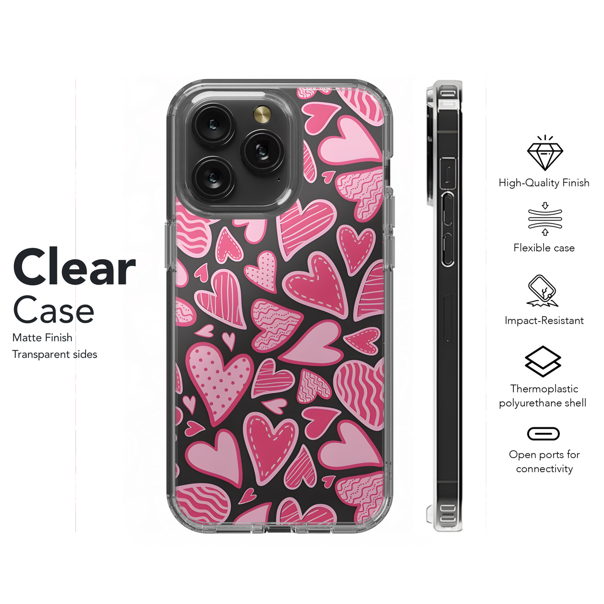 Cute Hearts Pattern Phone Case iPhone Samsung Cover Pixel 2144 - Image 8