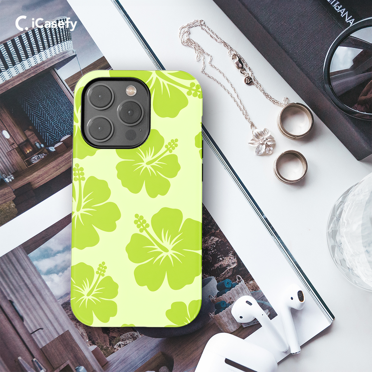 Cute Lime Green Flower Y2K Hibiscus Phone Case iPhone Samsung Cover Pixel 1358 - Image 3