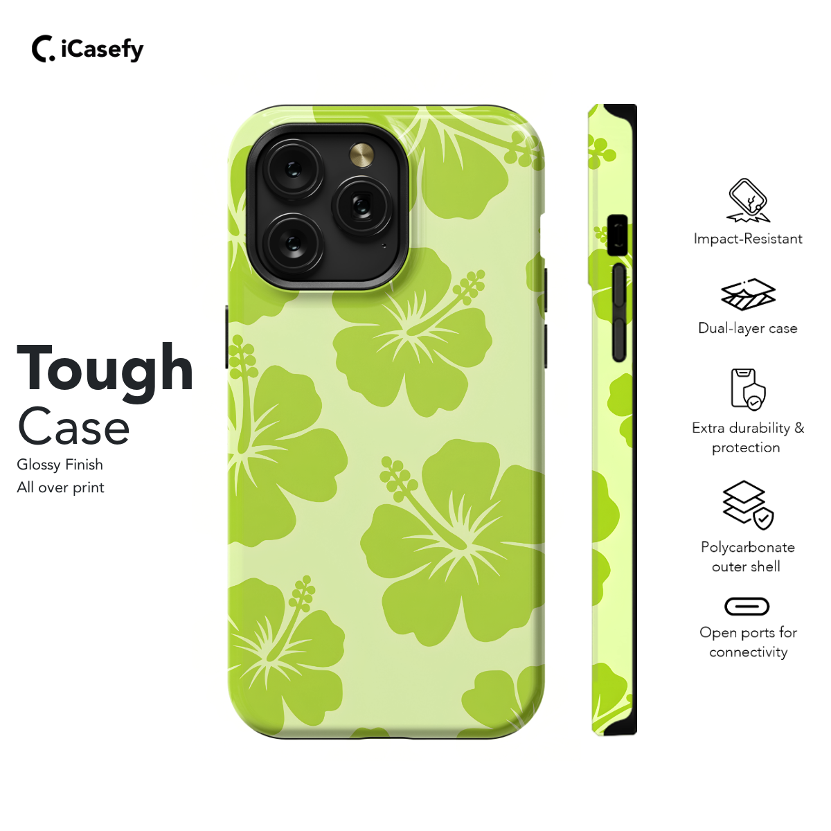 Cute Lime Green Flower Y2K Hibiscus Phone Case iPhone Samsung Cover Pixel 1358 - Image 5