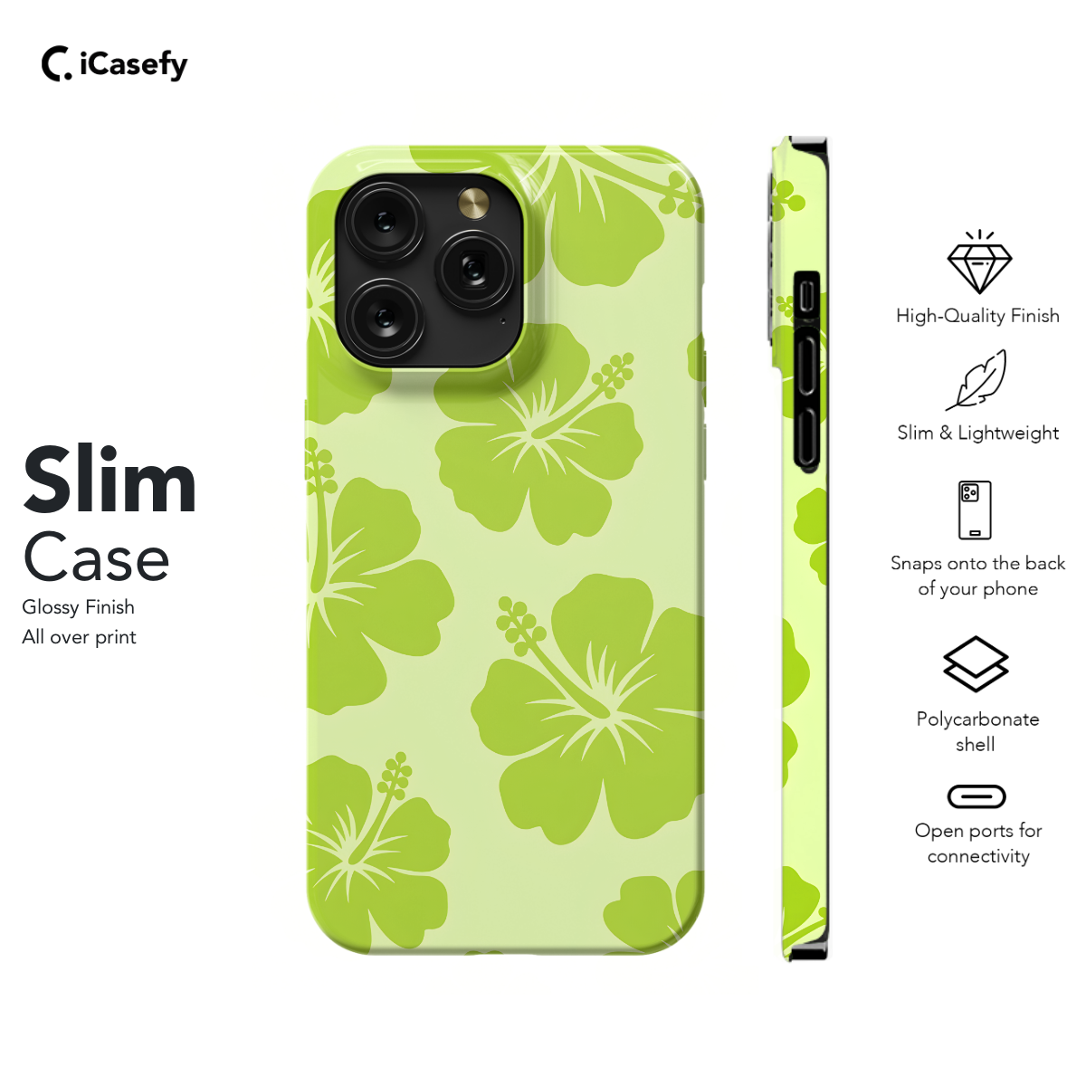 Cute Lime Green Flower Y2K Hibiscus Phone Case iPhone Samsung Cover Pixel 1358 - Image 6