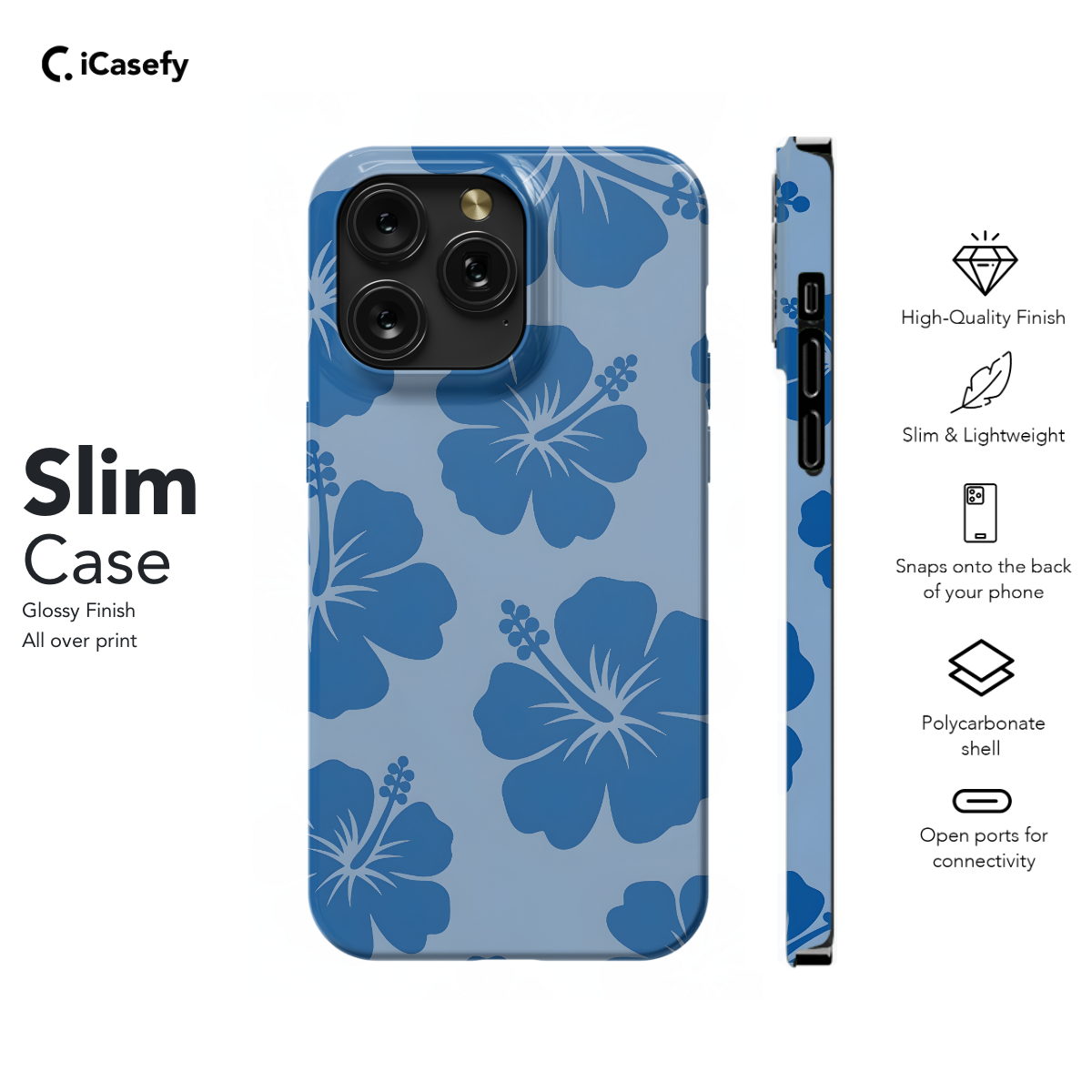 Cute Navy Flower Y2K Hibiscus Phone Case iPhone Samsung Cover Pixel 1355 - Image 6