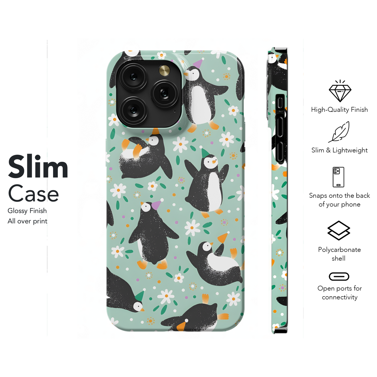 Cute Penguin Seamless Pattern Phone Case iPhone Samsung Cover Pixel 2260 - Image 6