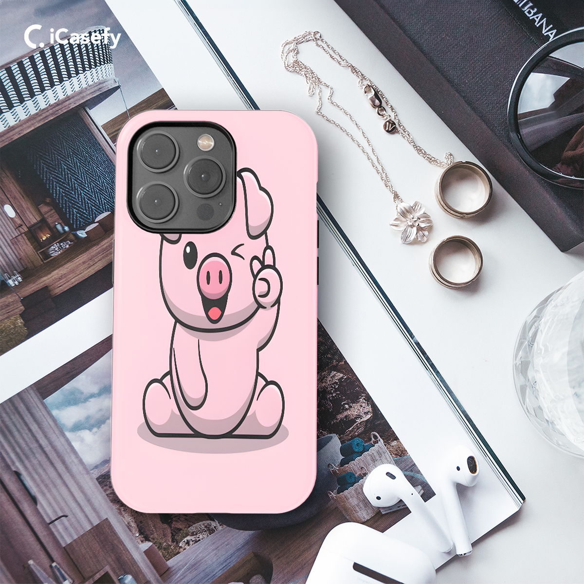 Cute pig Phone Case iPhone Samsung Pixel & More 514 - Image 3