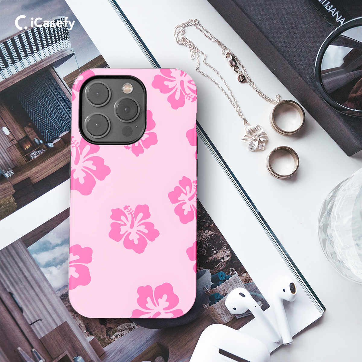 Cute Pink Flower Y2K Hibiscus Phone Case iPhone Samsung Cover Pixel 1350 - Image 3