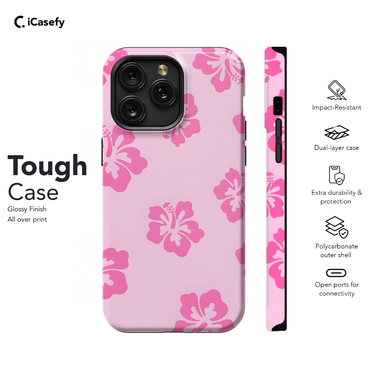 Cute Pink Flower Y2K Hibiscus Phone Case iPhone Samsung Cover Pixel 1350 - Image 5