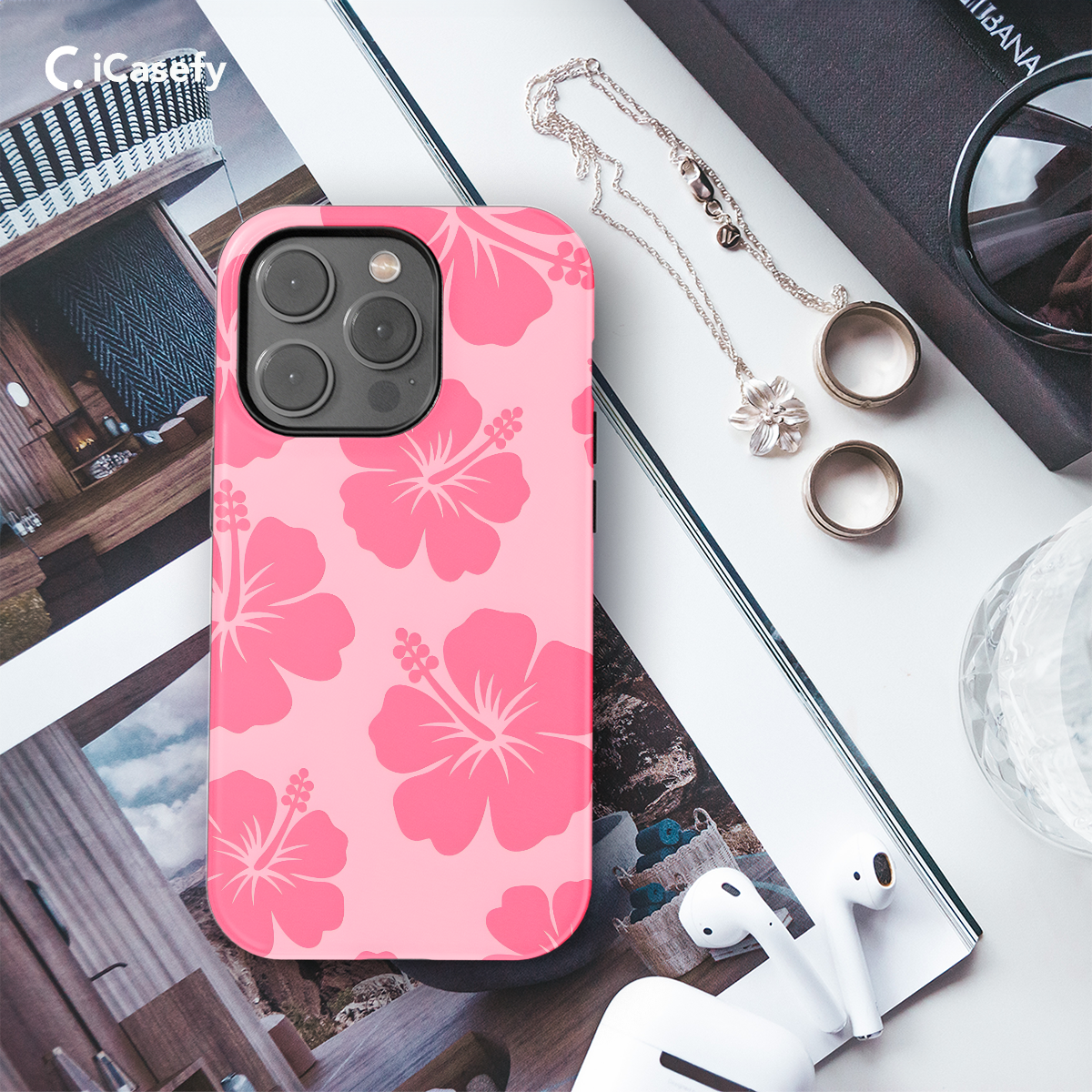 Cute Pink Flower Y2K Hibiscus Phone Case iPhone Samsung Cover Pixel 1357 - Image 3