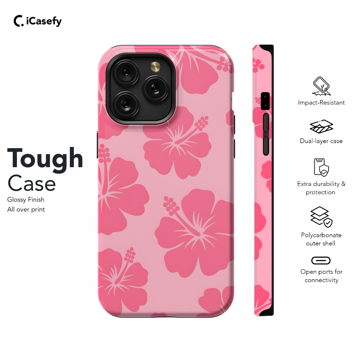 Cute Pink Flower Y2K Hibiscus Phone Case iPhone Samsung Cover Pixel 1357 - Image 5