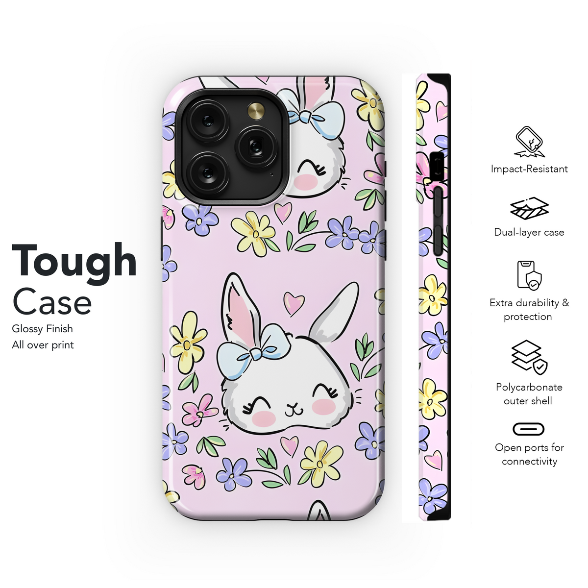 Cute Rabbit Flower Phone Case iPhone Samsung Cover Pixel 2796 - Image 6