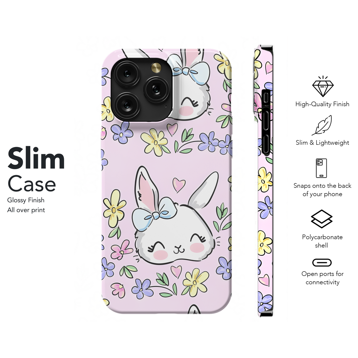 Cute Rabbit Flower Phone Case iPhone Samsung Cover Pixel 2796 - Image 7