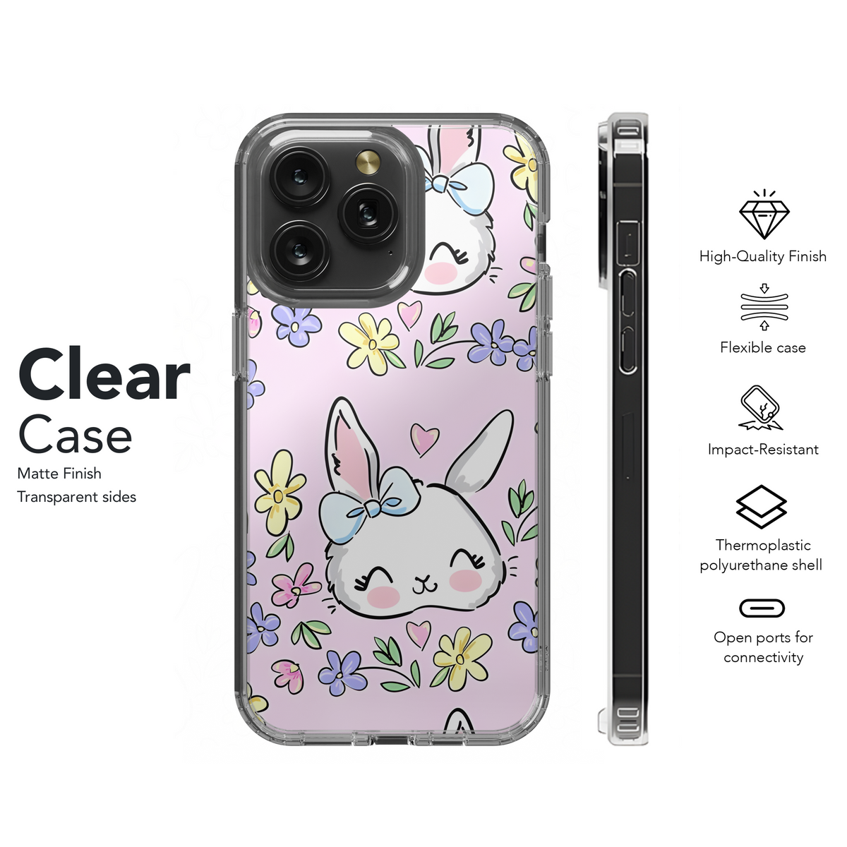 Cute Rabbit Flower Phone Case iPhone Samsung Cover Pixel 2796 - Image 8