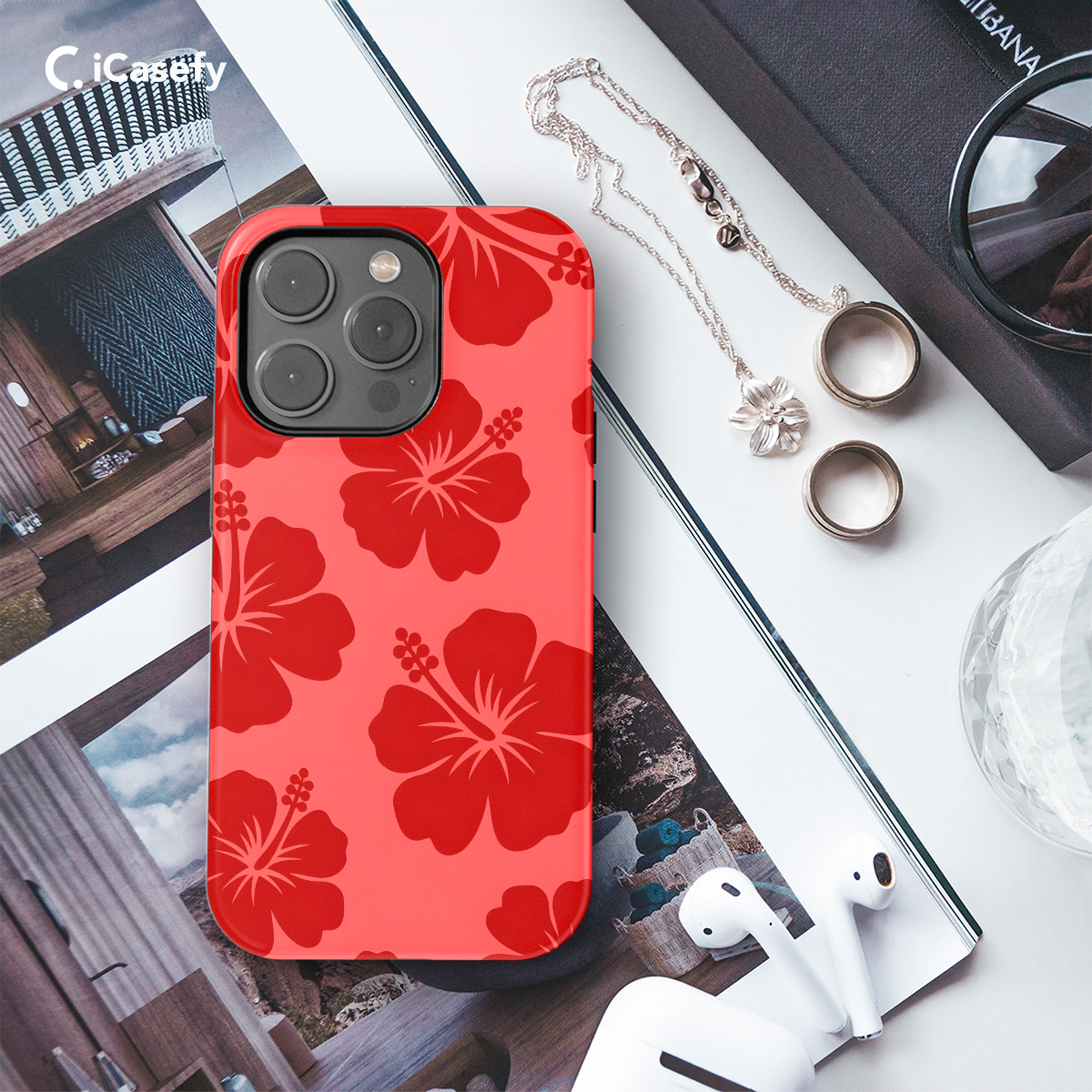 Cute Red Flower Y2K Hibiscus Phone Case iPhone Samsung Cover Pixel 1359 - Image 3