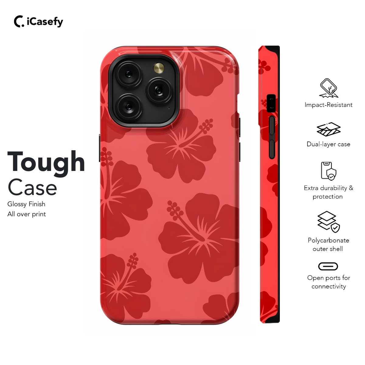 Cute Red Flower Y2K Hibiscus Phone Case iPhone Samsung Cover Pixel 1359 - Image 5