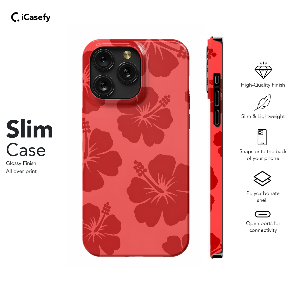 Cute Red Flower Y2K Hibiscus Phone Case iPhone Samsung Cover Pixel 1359 - Image 6