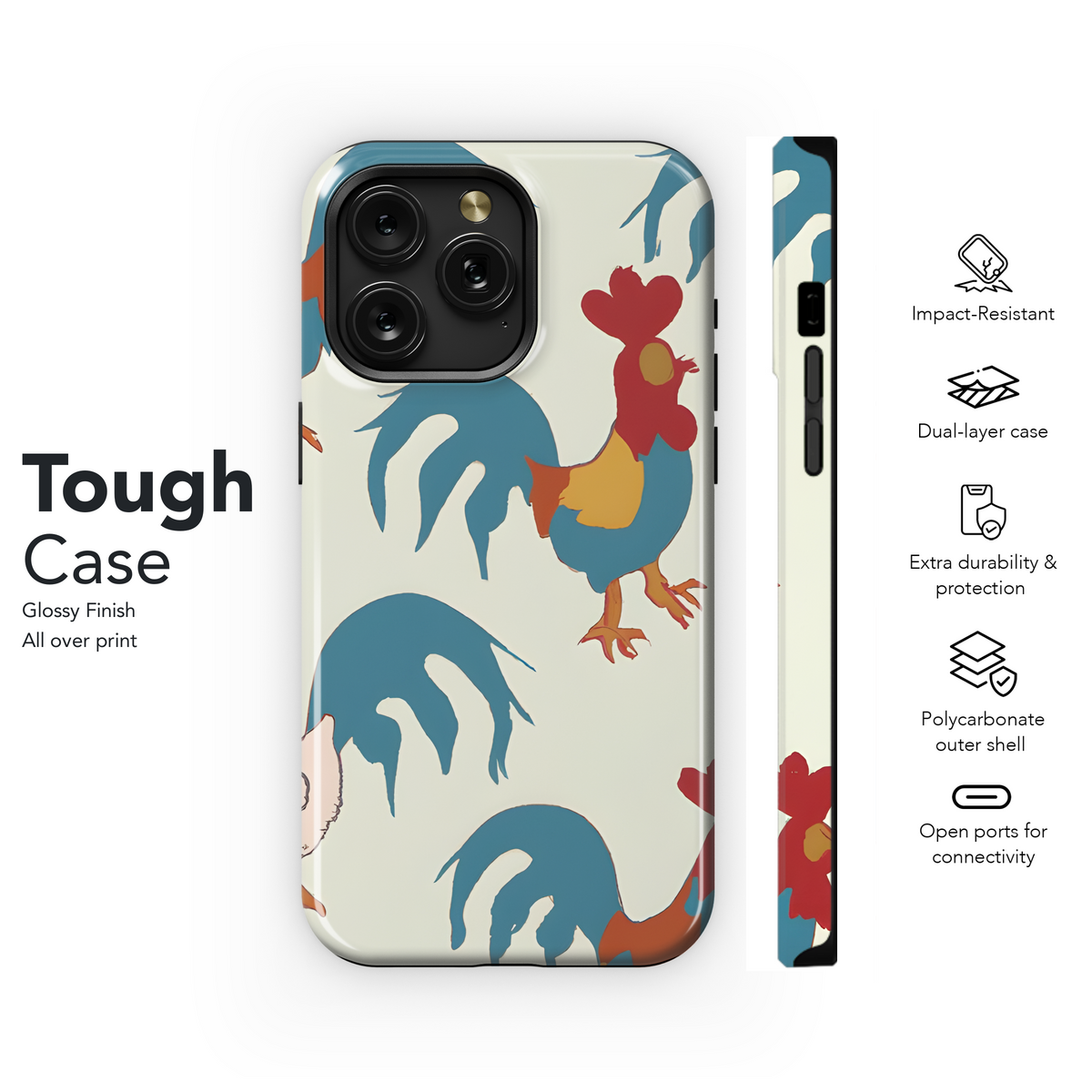 Cute Rooster Phone Case iPhone Samsung Cover Pixel 3680 - Image 6