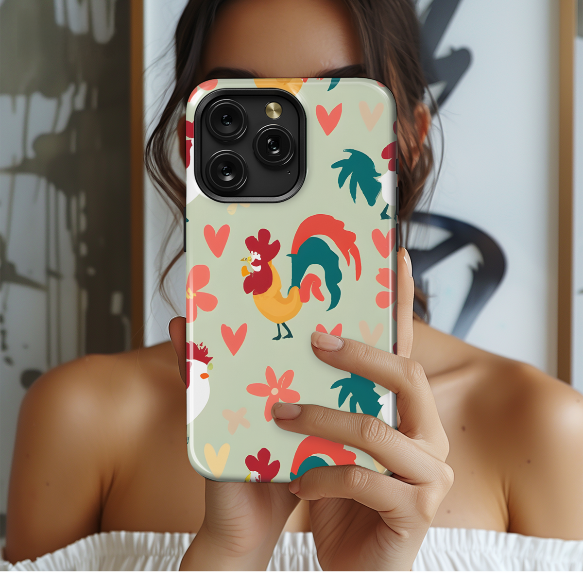 Cute Rooster Plants Phone Case iPhone Samsung Cover Pixel 3406 - Image 2