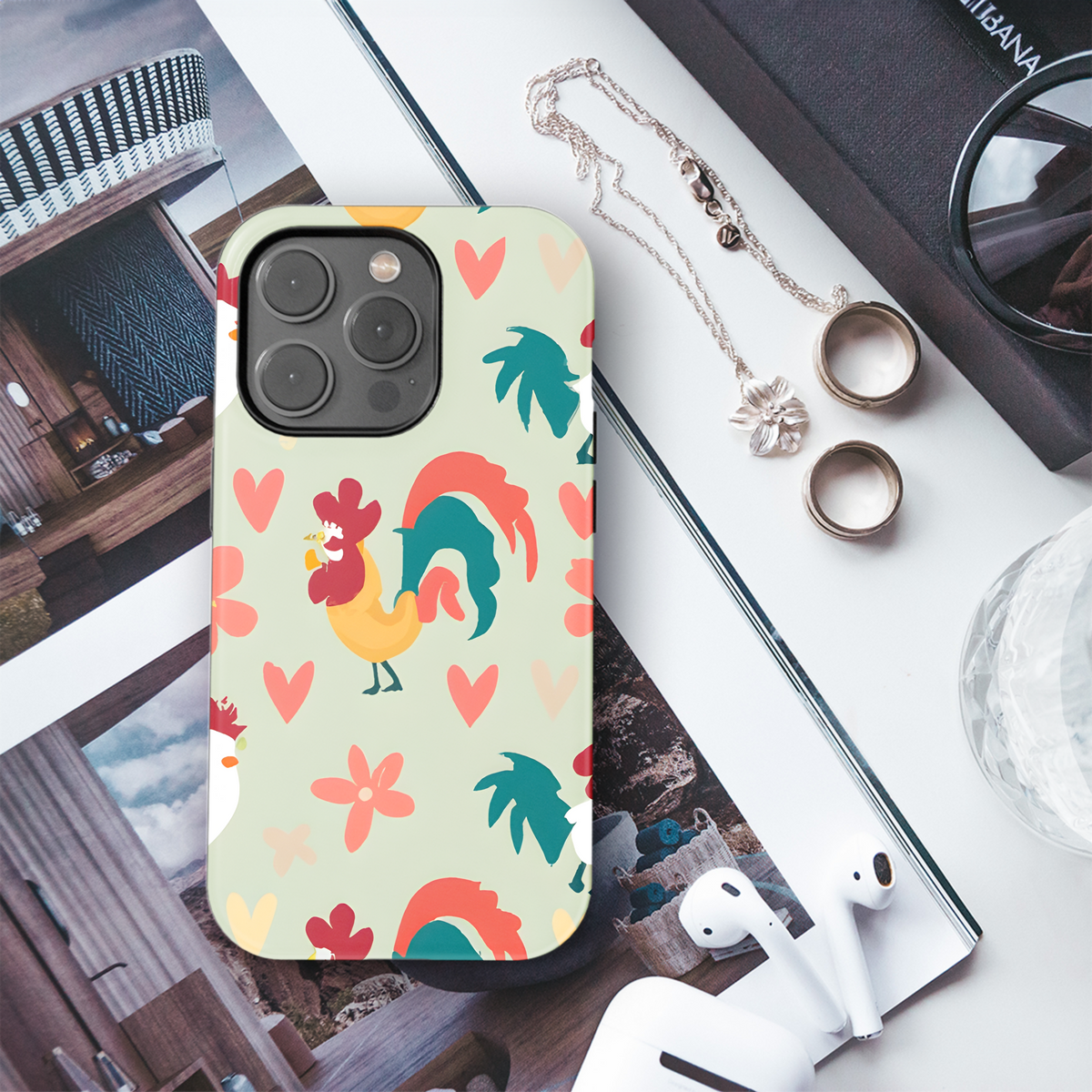 Cute Rooster Plants Phone Case iPhone Samsung Cover Pixel 3406 - Image 3