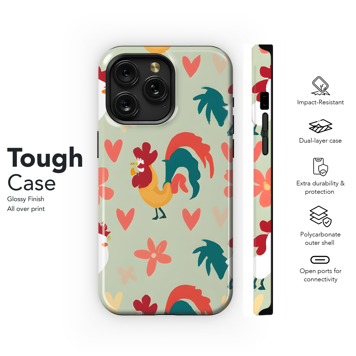 Cute Rooster Plants Phone Case iPhone Samsung Cover Pixel 3406 - Image 6