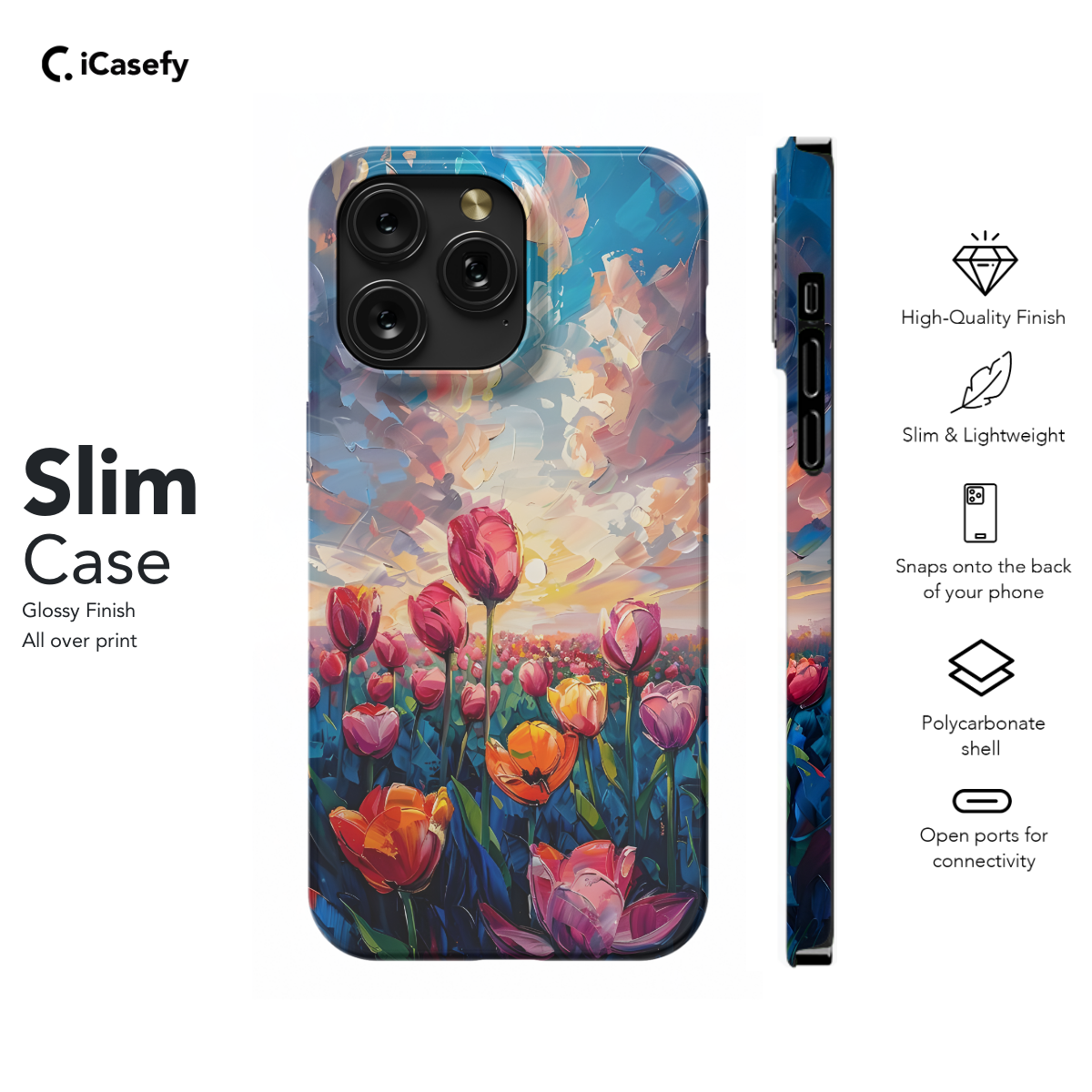 Cute Tulip Landscape Flower Sky Drawing Phone Case iPhone Samsung Cover Pixel 1709 - Image 7